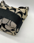 Coach Black Signature Strip Canvas Hobo Bag- F17434