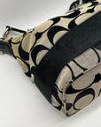 Coach Black Signature Strip Canvas Hobo Bag- F17434