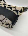 Coach Black Signature Strip Canvas Hobo Bag- F17434