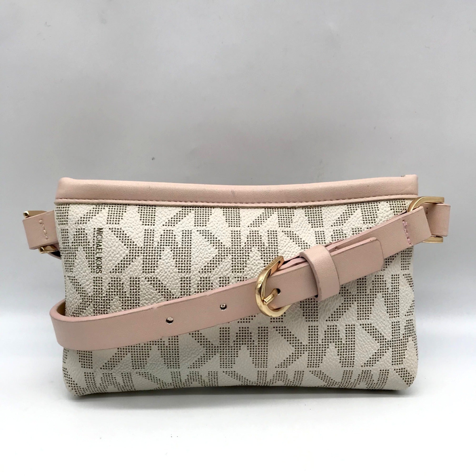 Michael Kors Vanilla &amp; Pink Canvas Beltwaist Bag