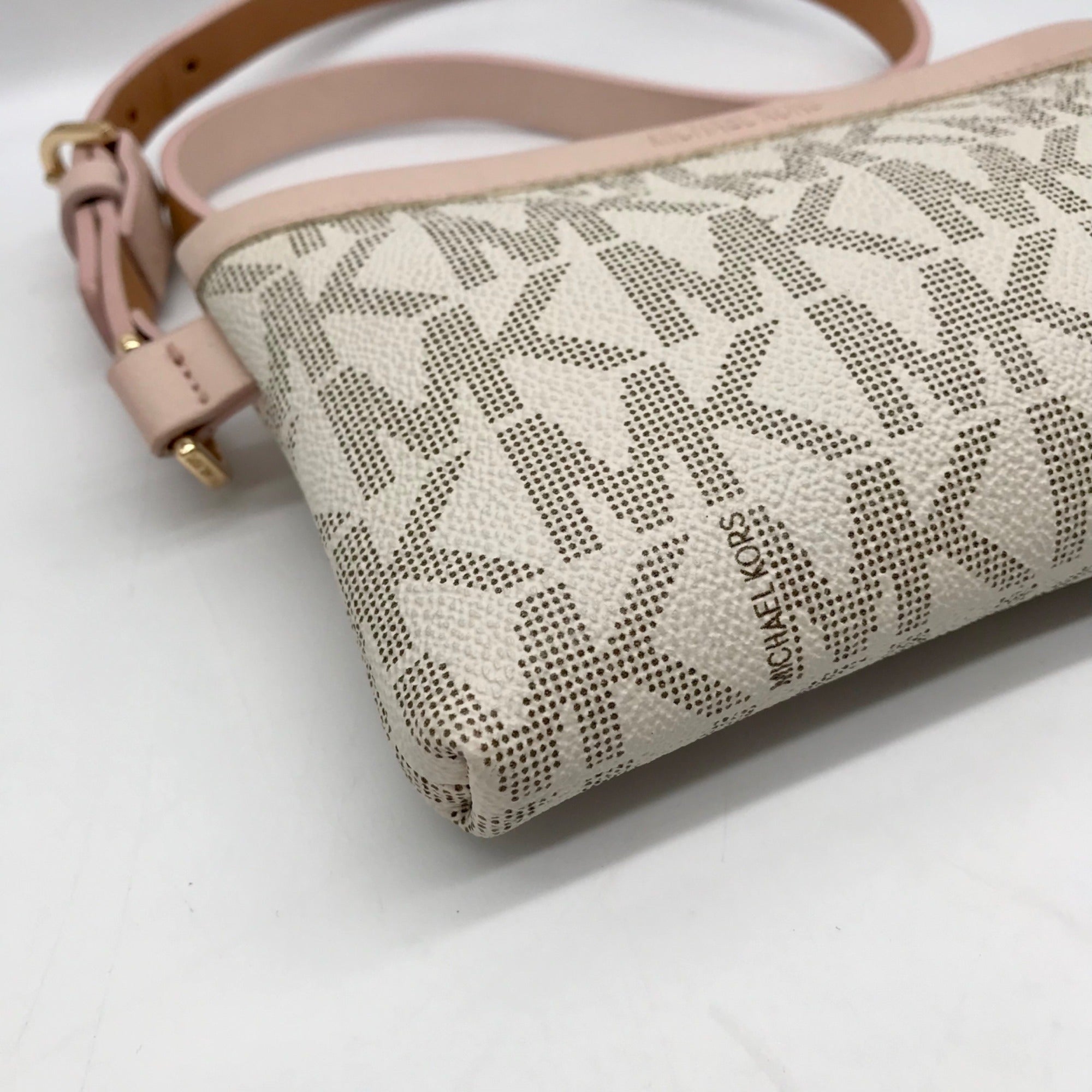 Michael Kors Vanilla &amp; Pink Canvas Beltwaist Bag