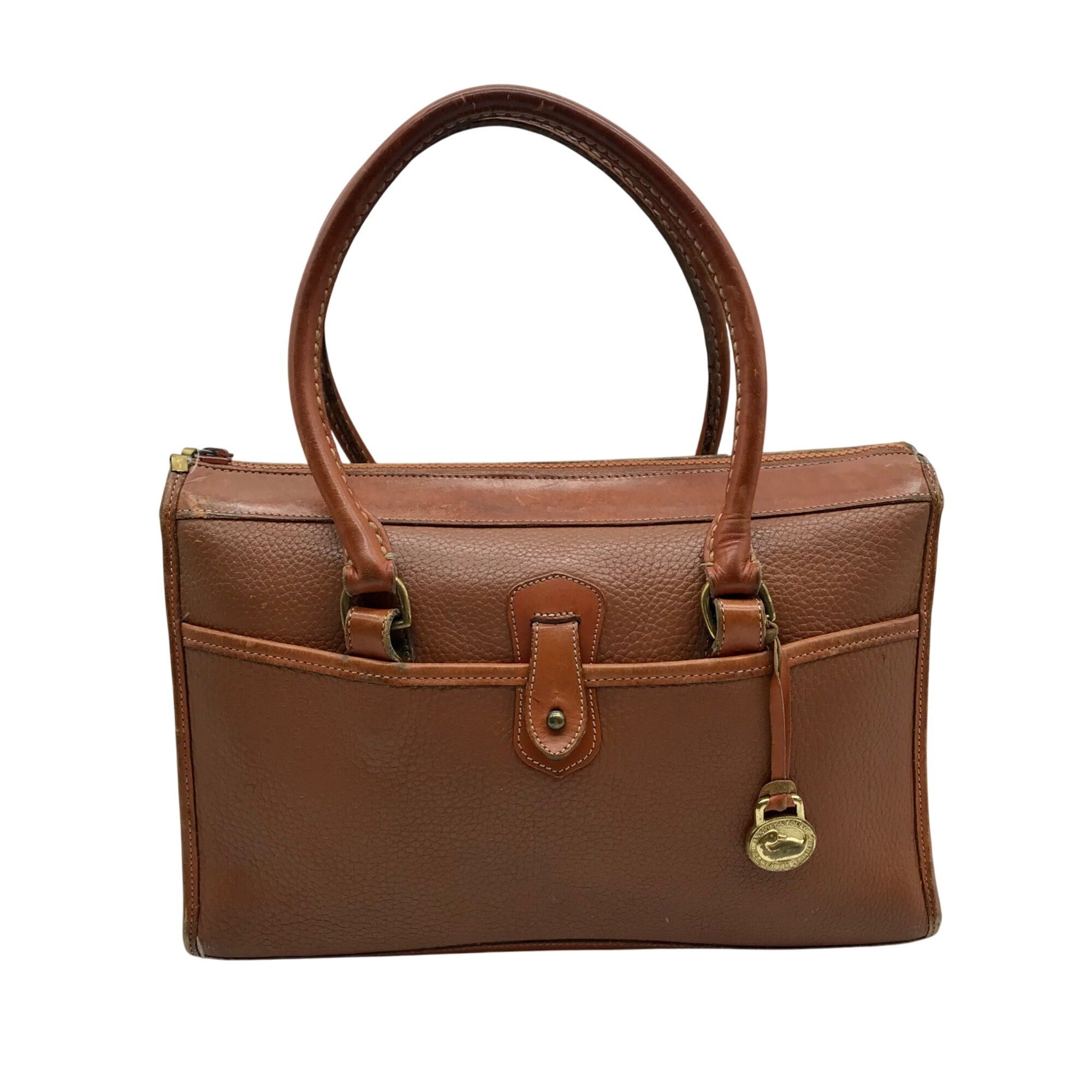 Dooney & Bourke Brown Pebbled Leather All Weather London Satchel Bag