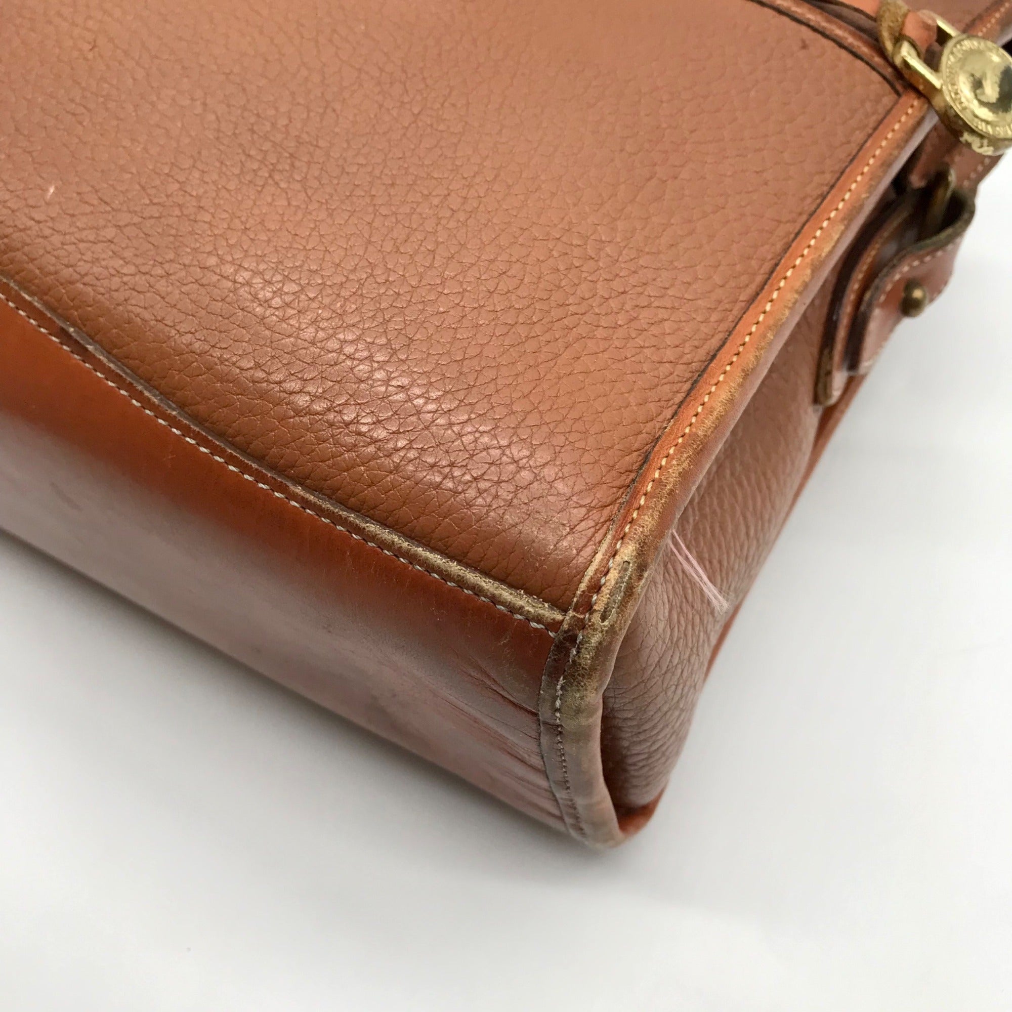 Dooney &amp; Bourke Brown Pebbled Leather All Weather London Satchel Bag