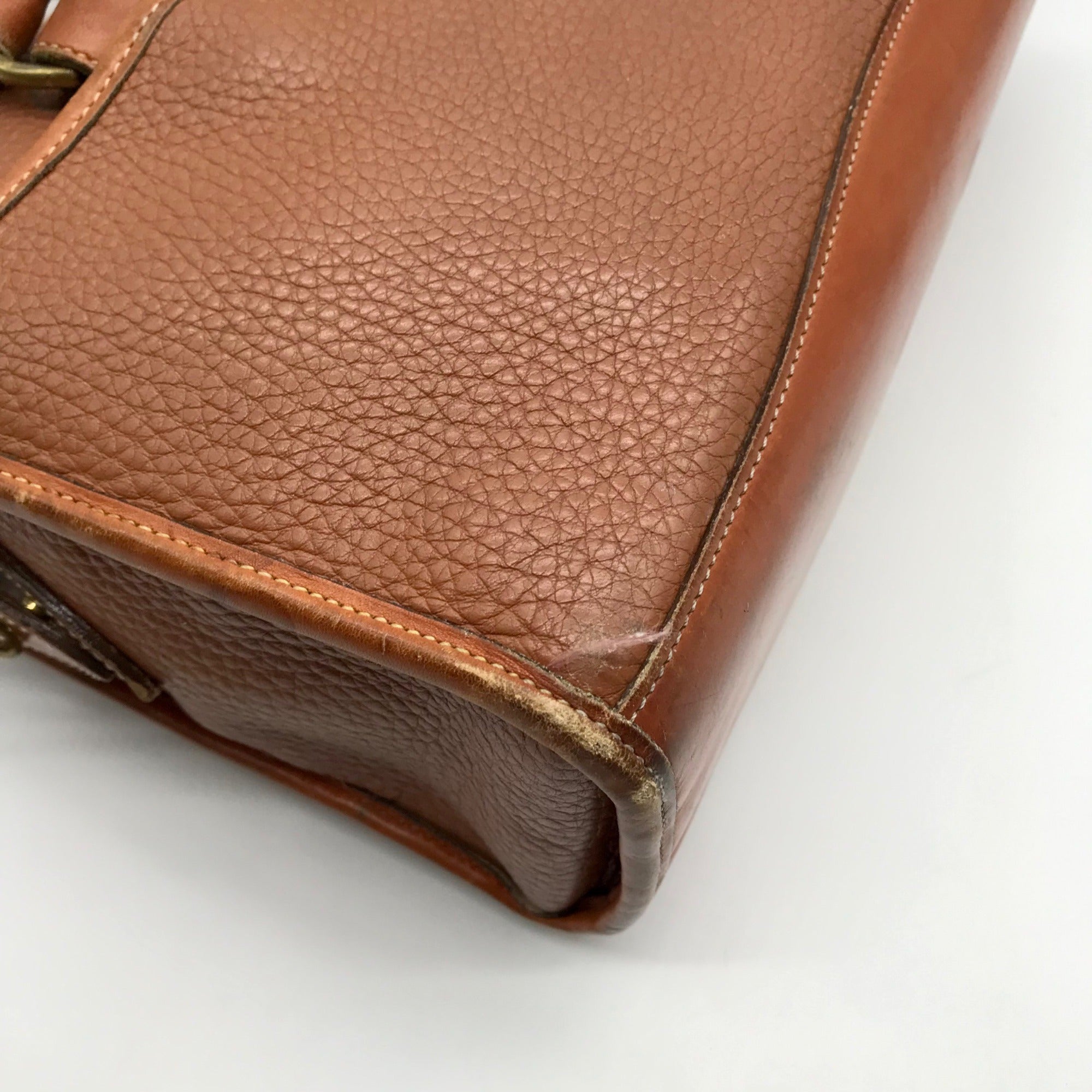 Dooney &amp; Bourke Brown Pebbled Leather All Weather London Satchel Bag