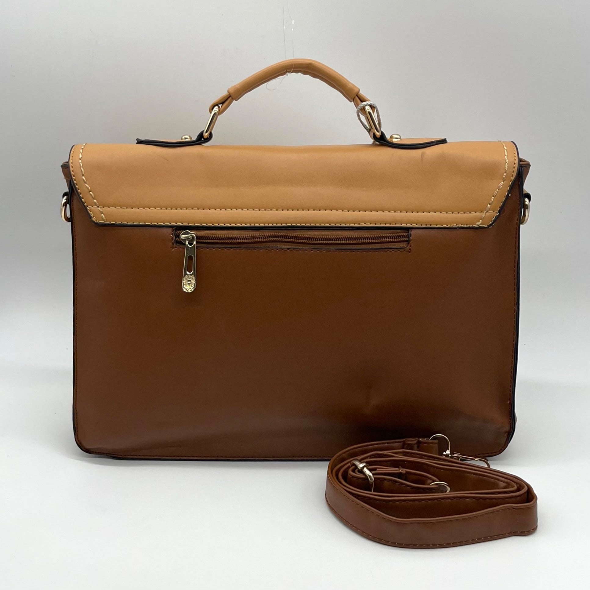 Move &amp; Moda Brown Faux Leather Work Convertible Crossbody Briefcase