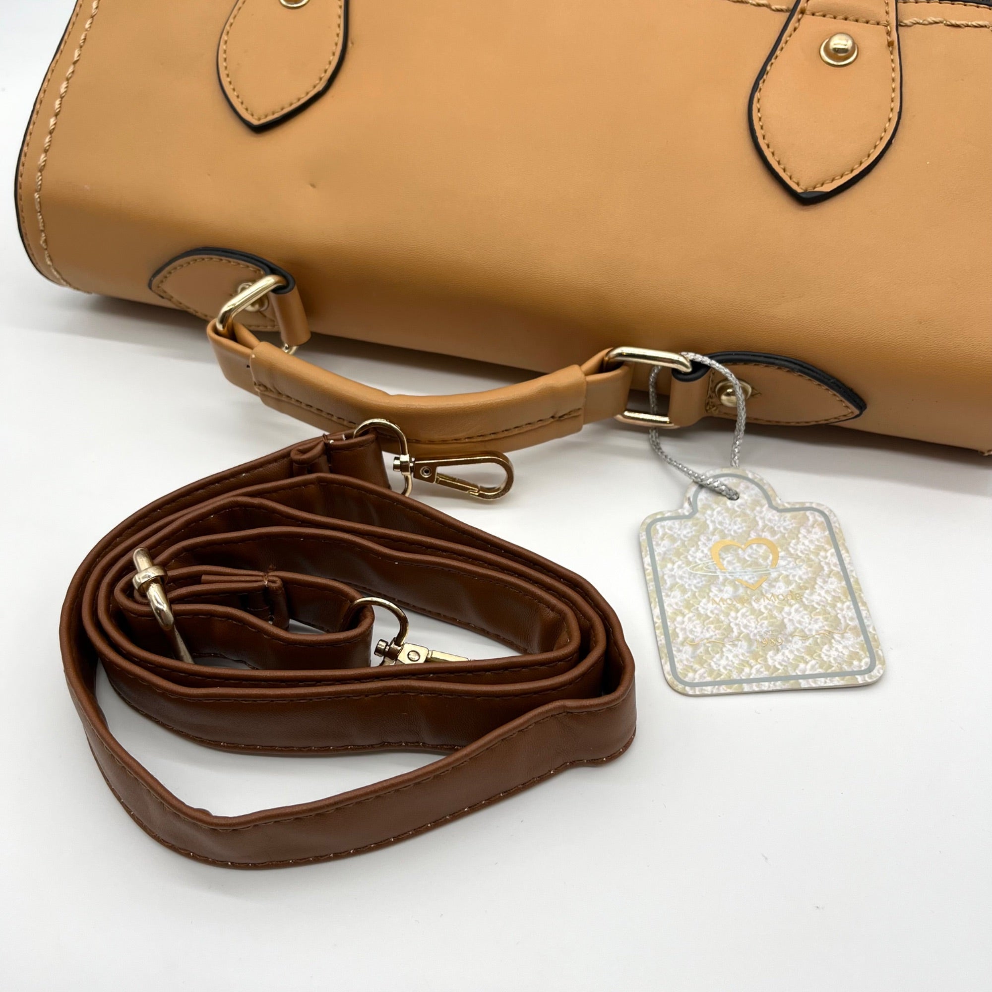 Move &amp; Moda Brown Faux Leather Work Convertible Crossbody Briefcase