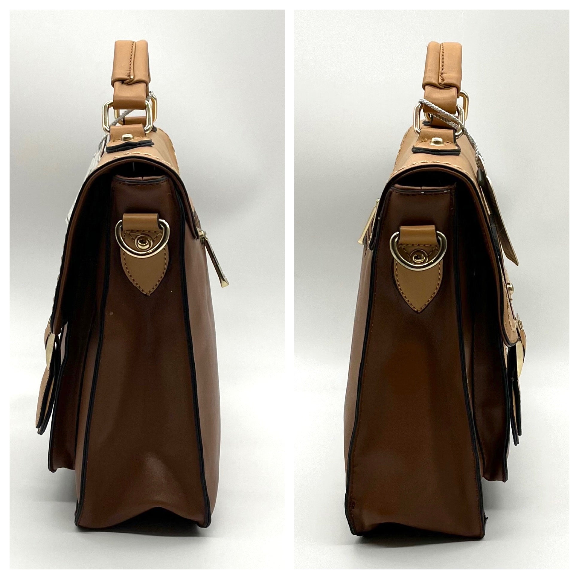 Move &amp; Moda Brown Faux Leather Work Convertible Crossbody Briefcase