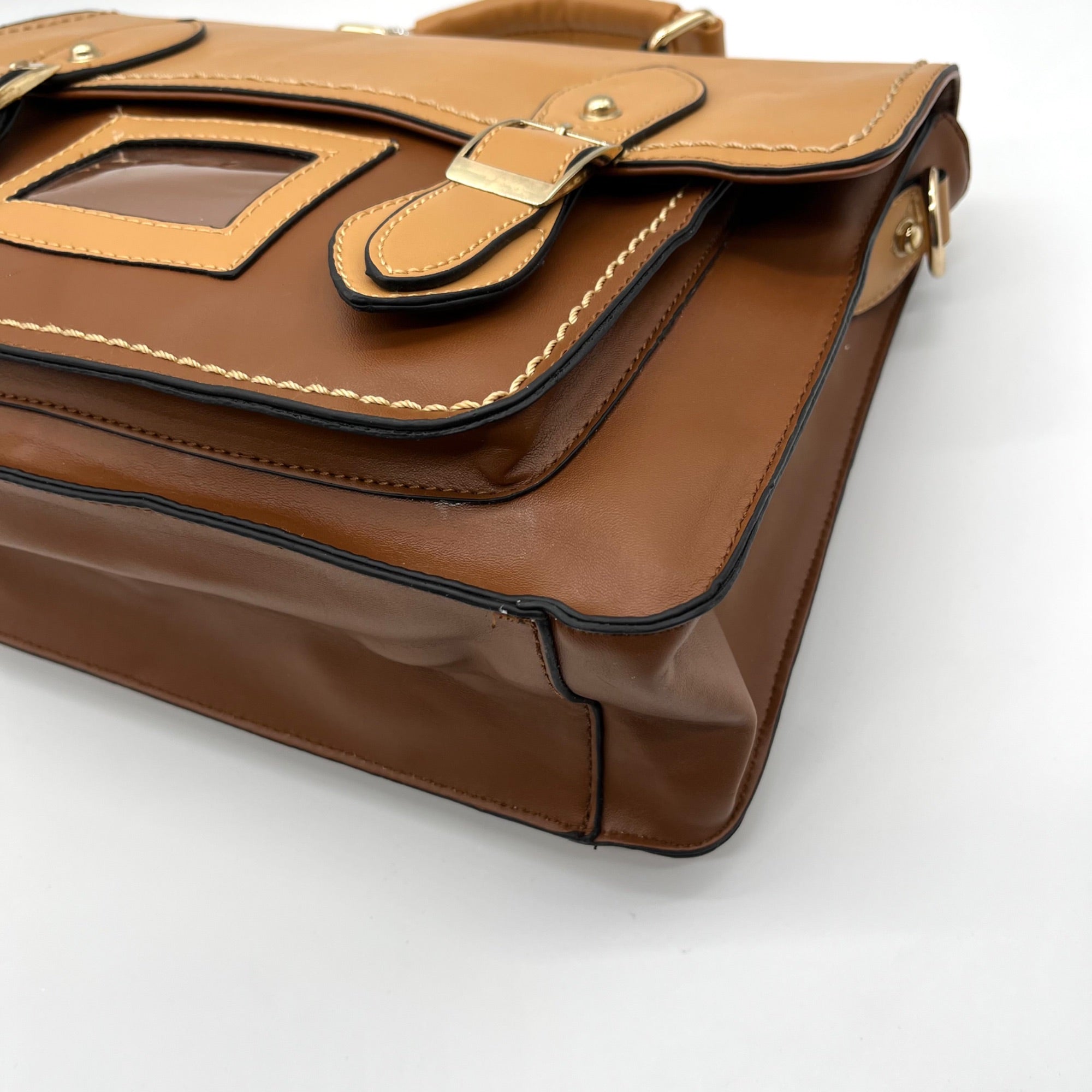 Move &amp; Moda Brown Faux Leather Work Convertible Crossbody Briefcase