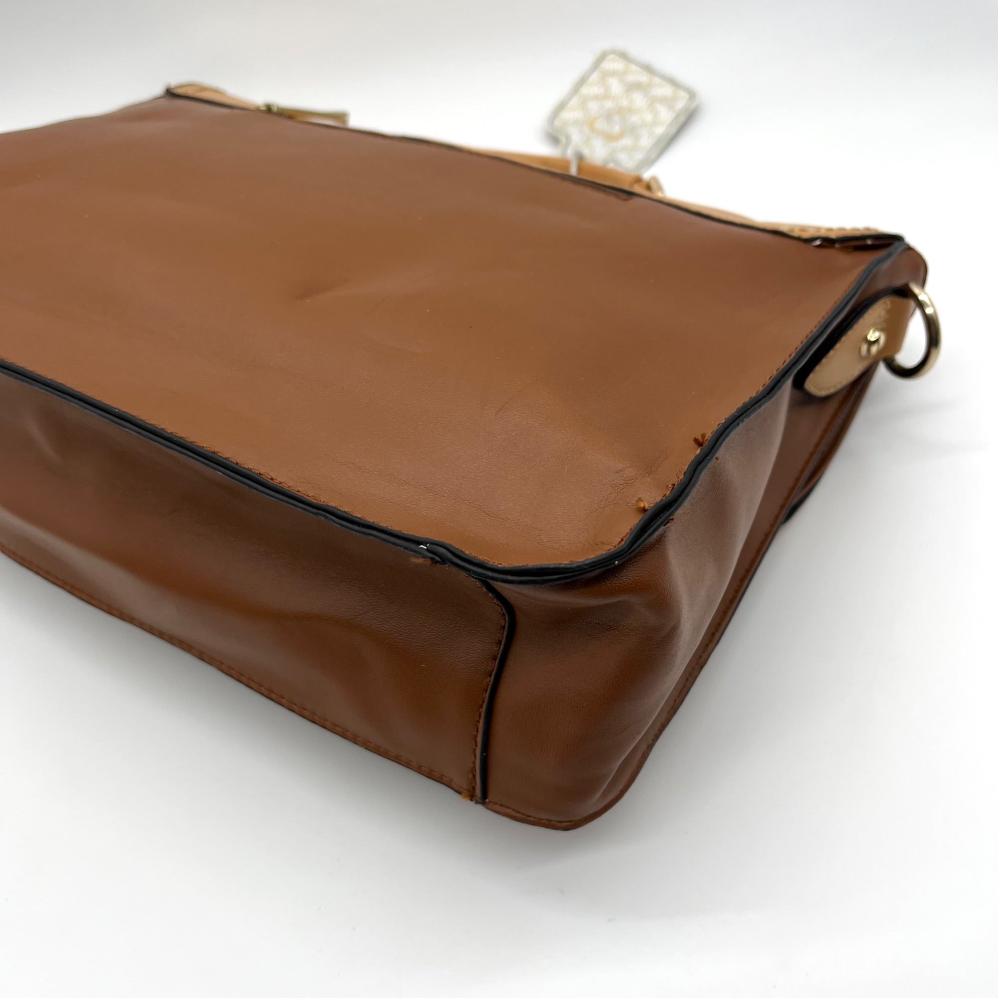 Move &amp; Moda Brown Faux Leather Work Convertible Crossbody Briefcase