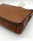 Move & Moda Brown Faux Leather Work Convertible Crossbody Briefcase