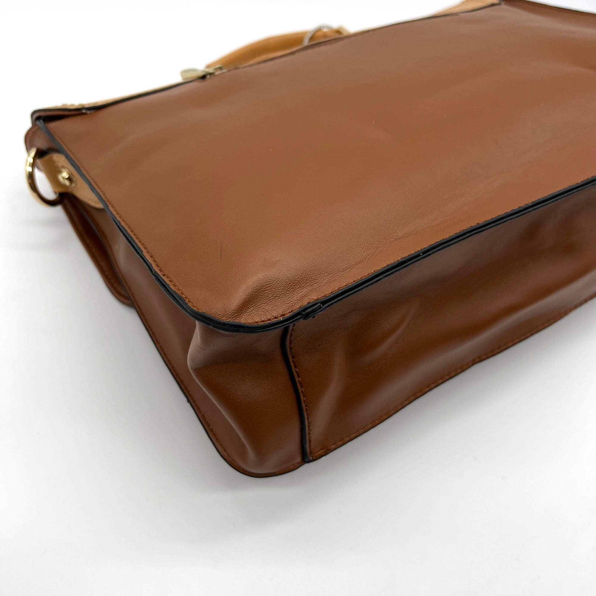 Move &amp; Moda Brown Faux Leather Work Convertible Crossbody Briefcase