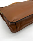 Move & Moda Brown Faux Leather Work Convertible Crossbody Briefcase