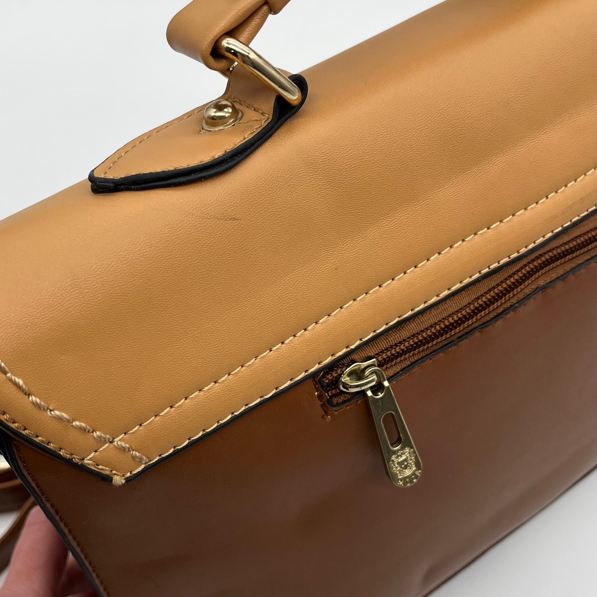 Move &amp; Moda Brown Faux Leather Work Convertible Crossbody Briefcase