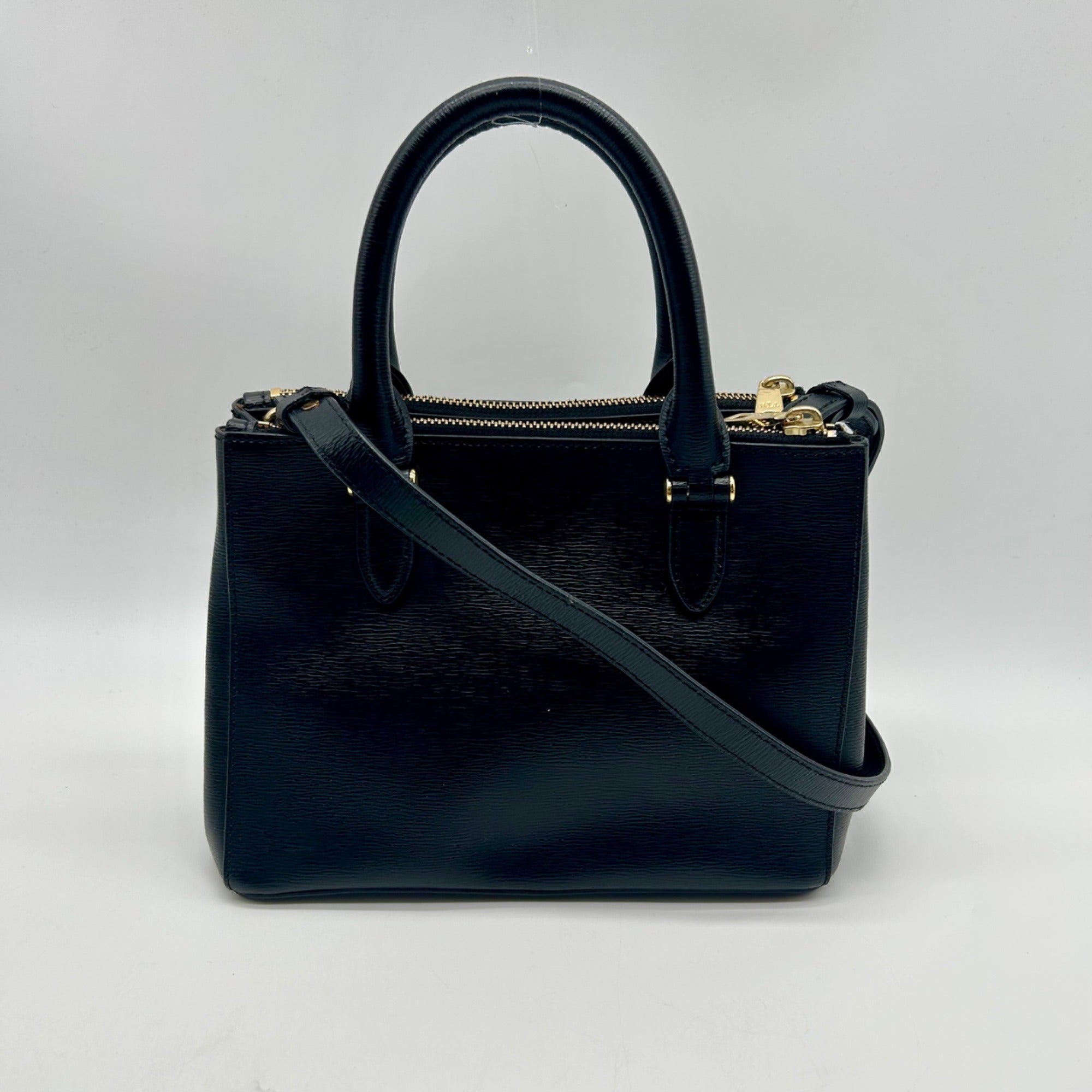 Ralph Lauren Black Saffiano Leather Reversible Crossbody