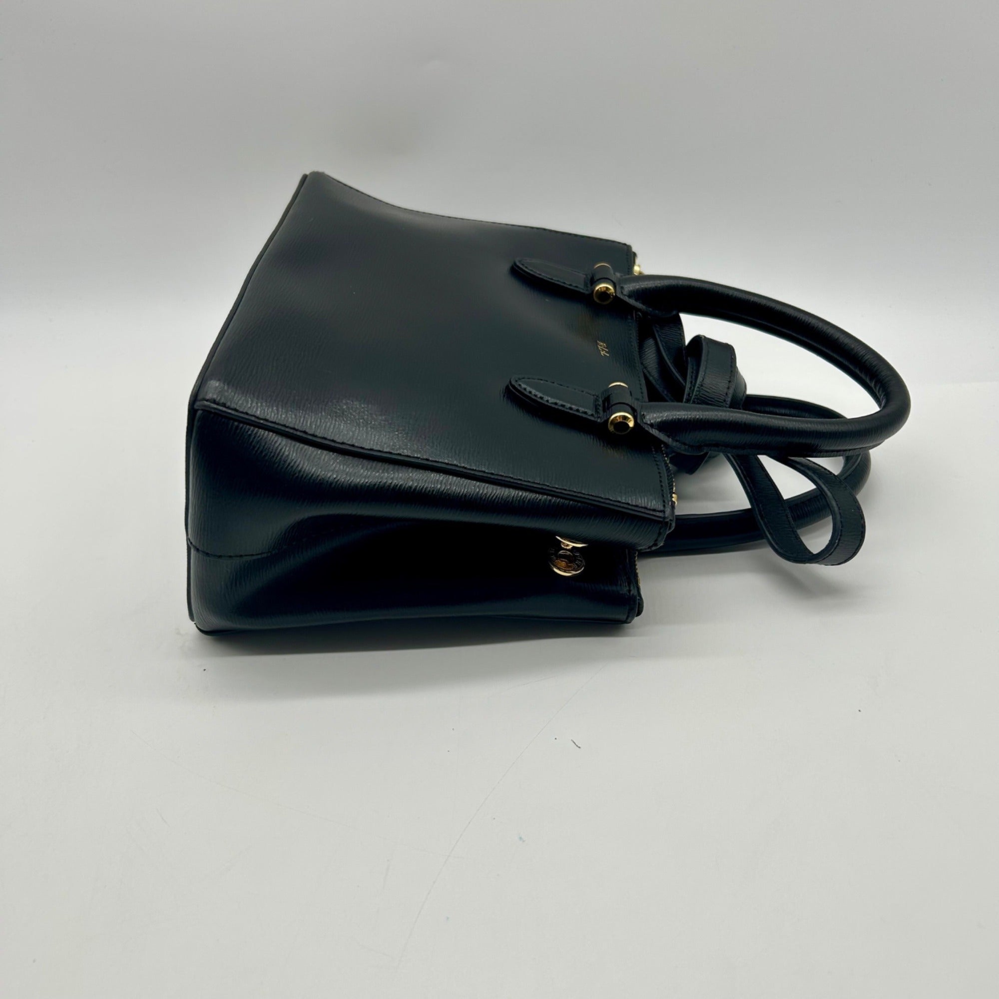 Ralph Lauren Black Saffiano Leather Reversible Crossbody