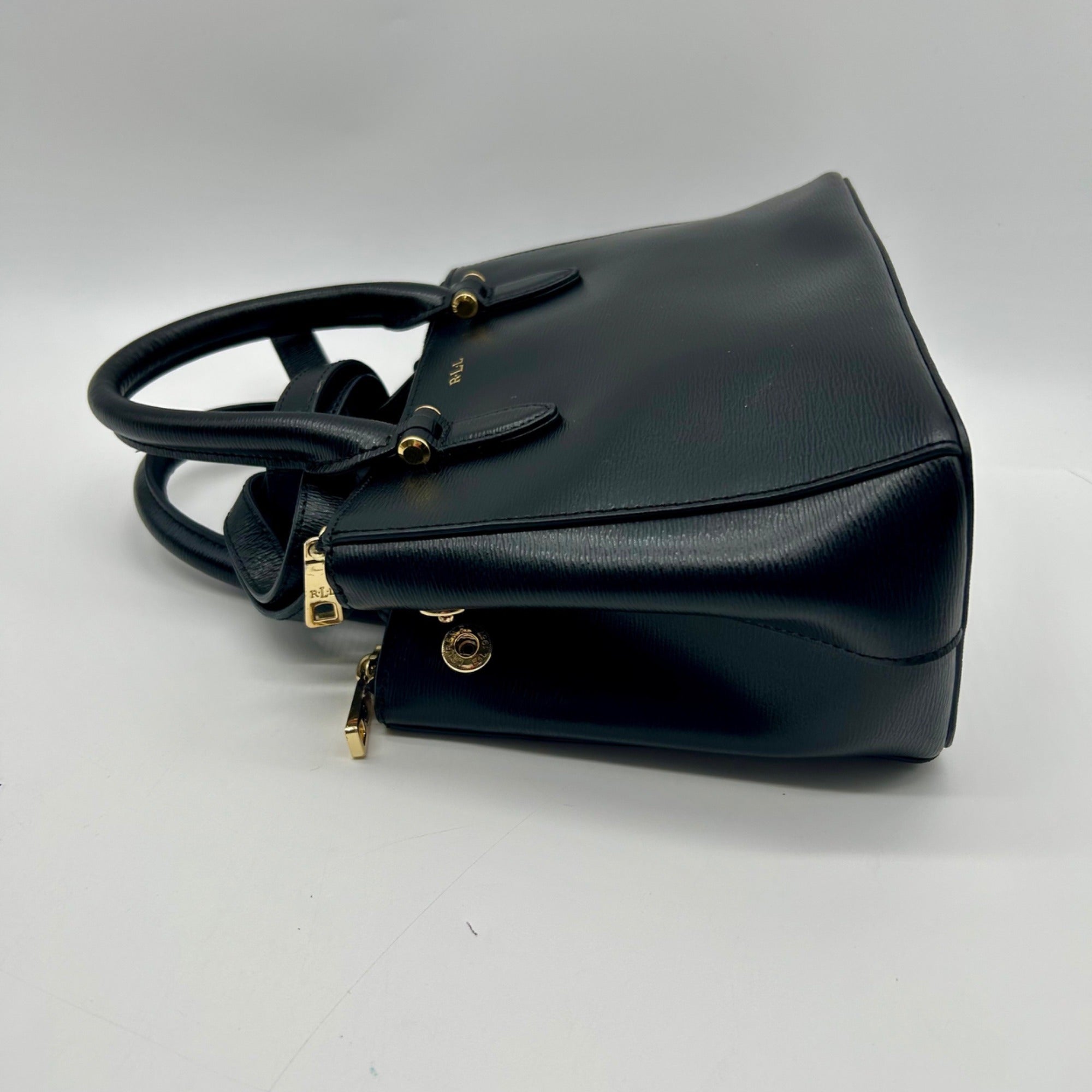 Ralph Lauren Black Saffiano Leather Reversible Crossbody