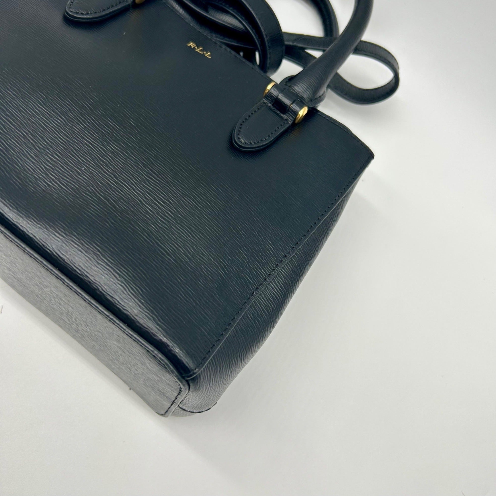 Ralph Lauren Black Saffiano Leather Reversible Crossbody