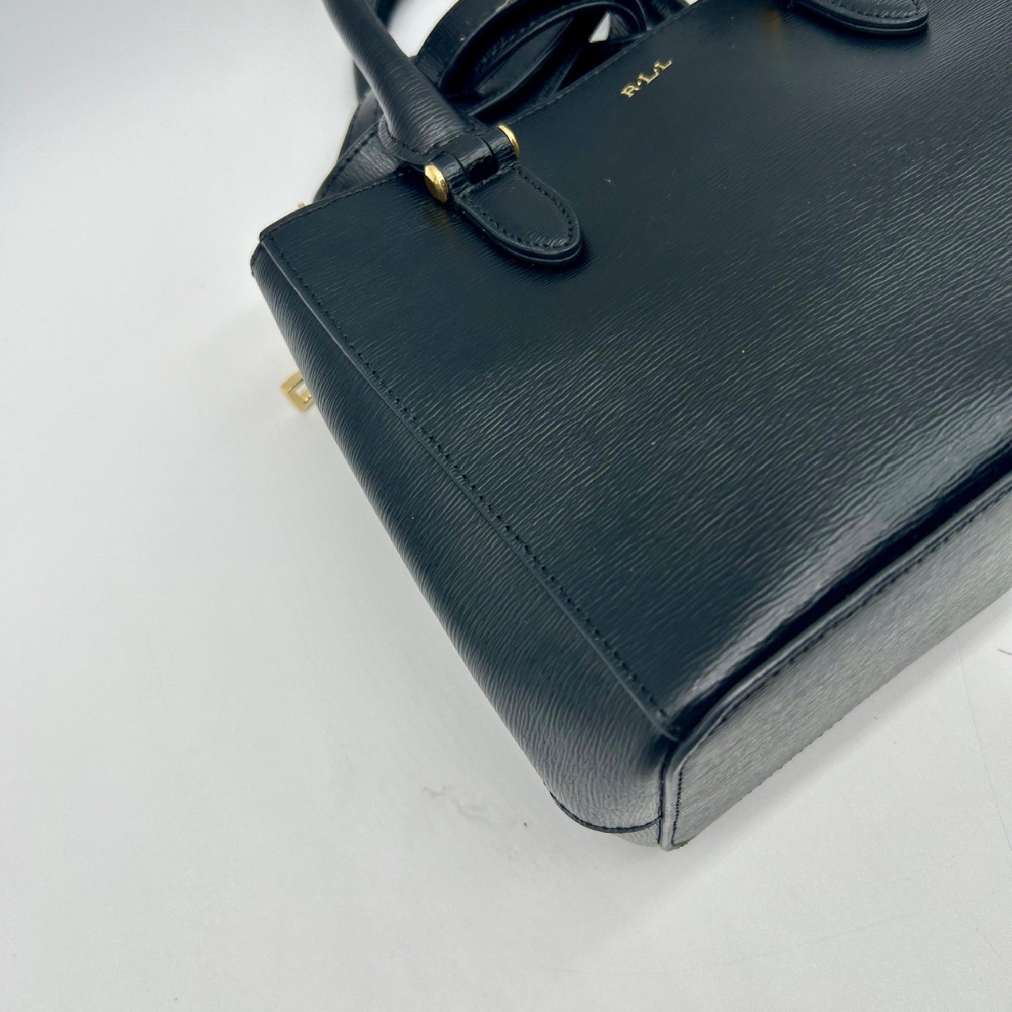 Ralph Lauren Black Saffiano Leather Reversible Crossbody