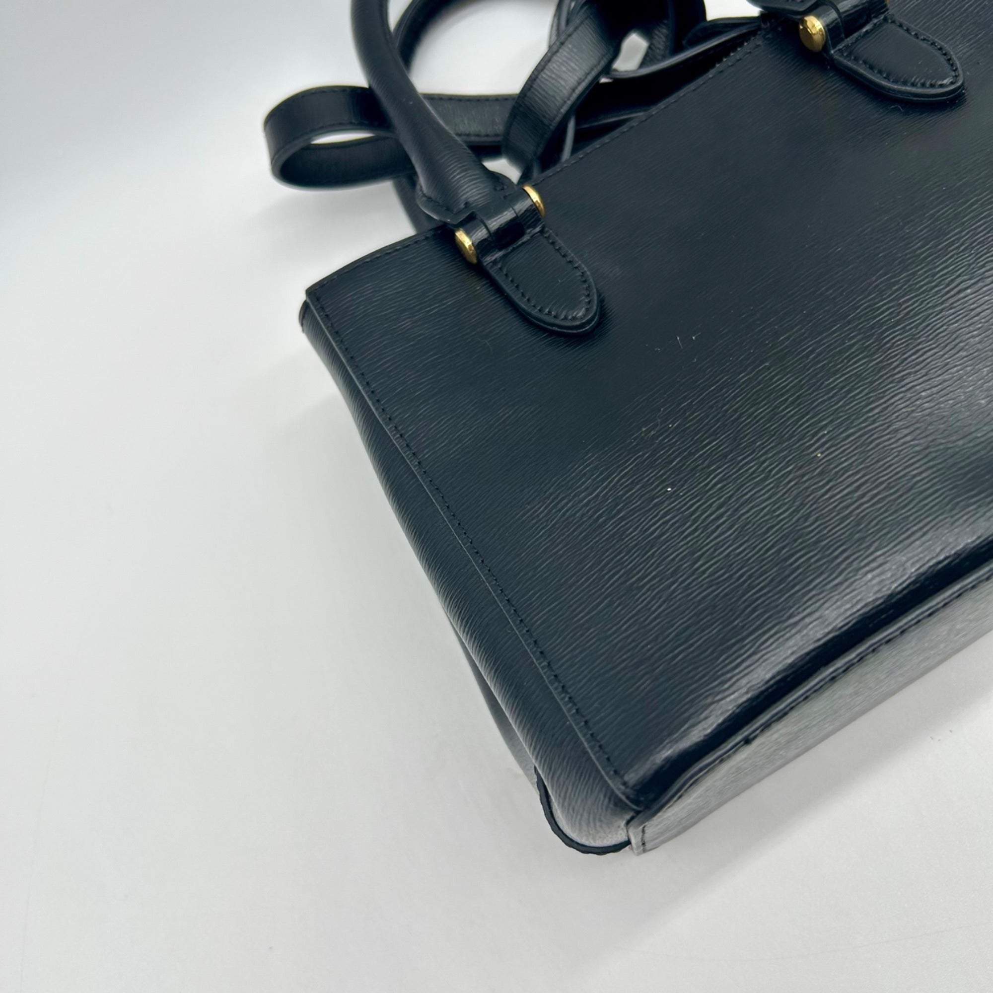 Ralph Lauren Black Saffiano Leather Reversible Crossbody