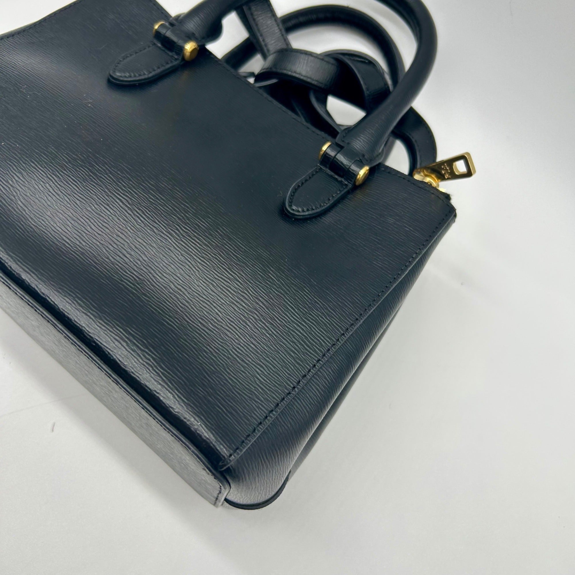 Ralph Lauren Black Saffiano Leather Reversible Crossbody