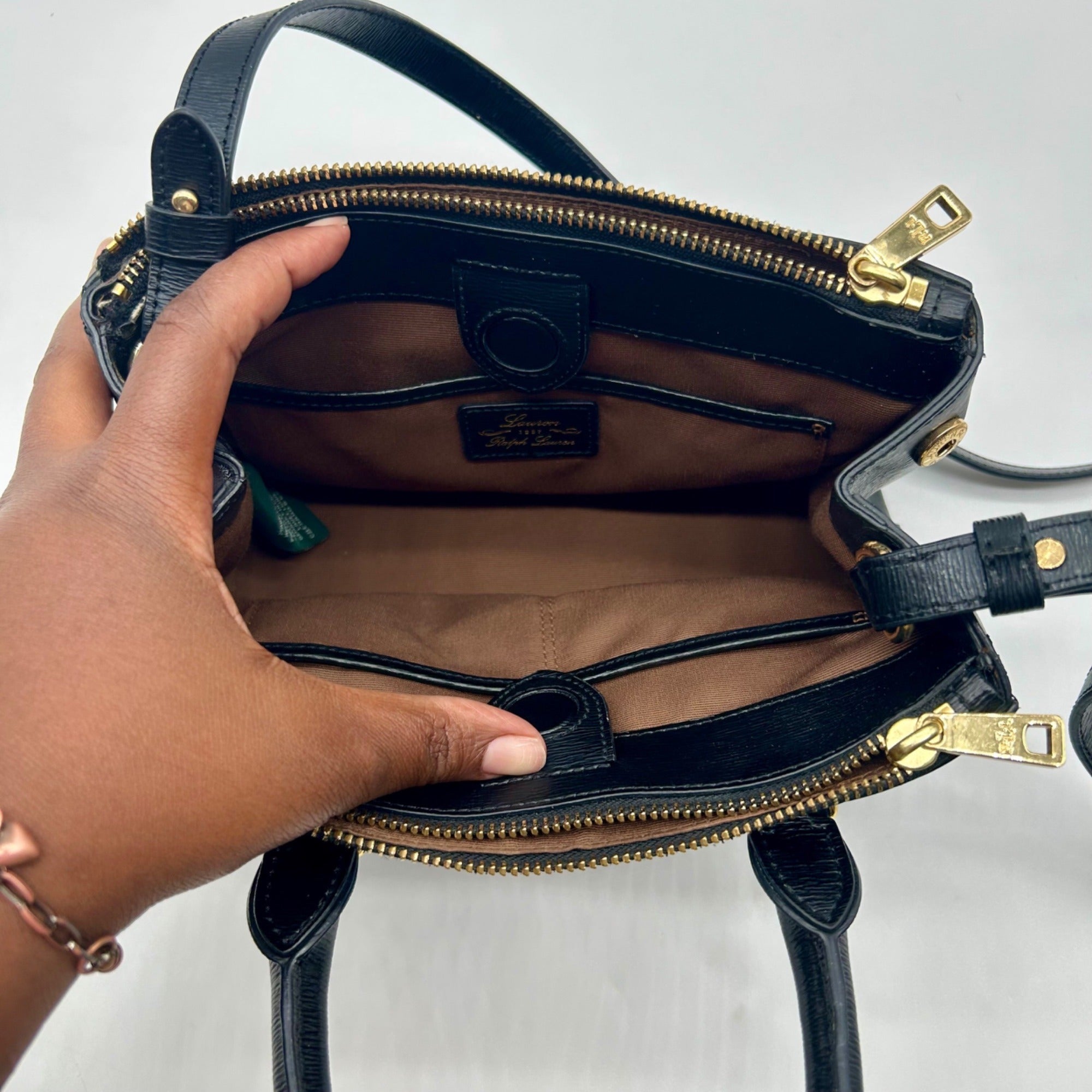 Ralph Lauren Black Saffiano Leather Reversible Crossbody
