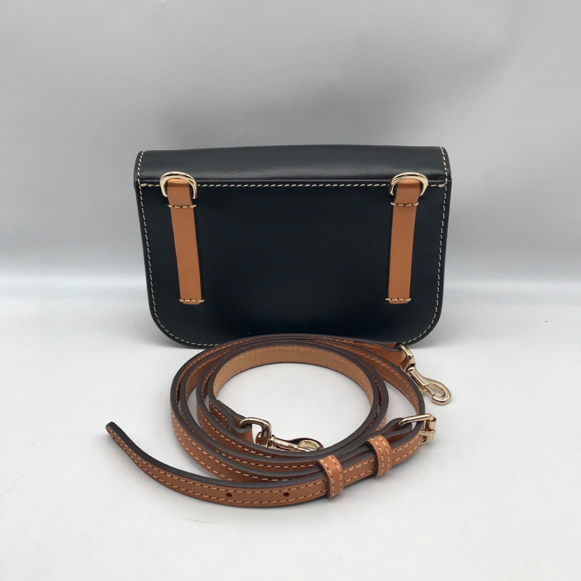Dooney &amp; Bourke Black Pebble Grain  Crossbody Saddle Bag