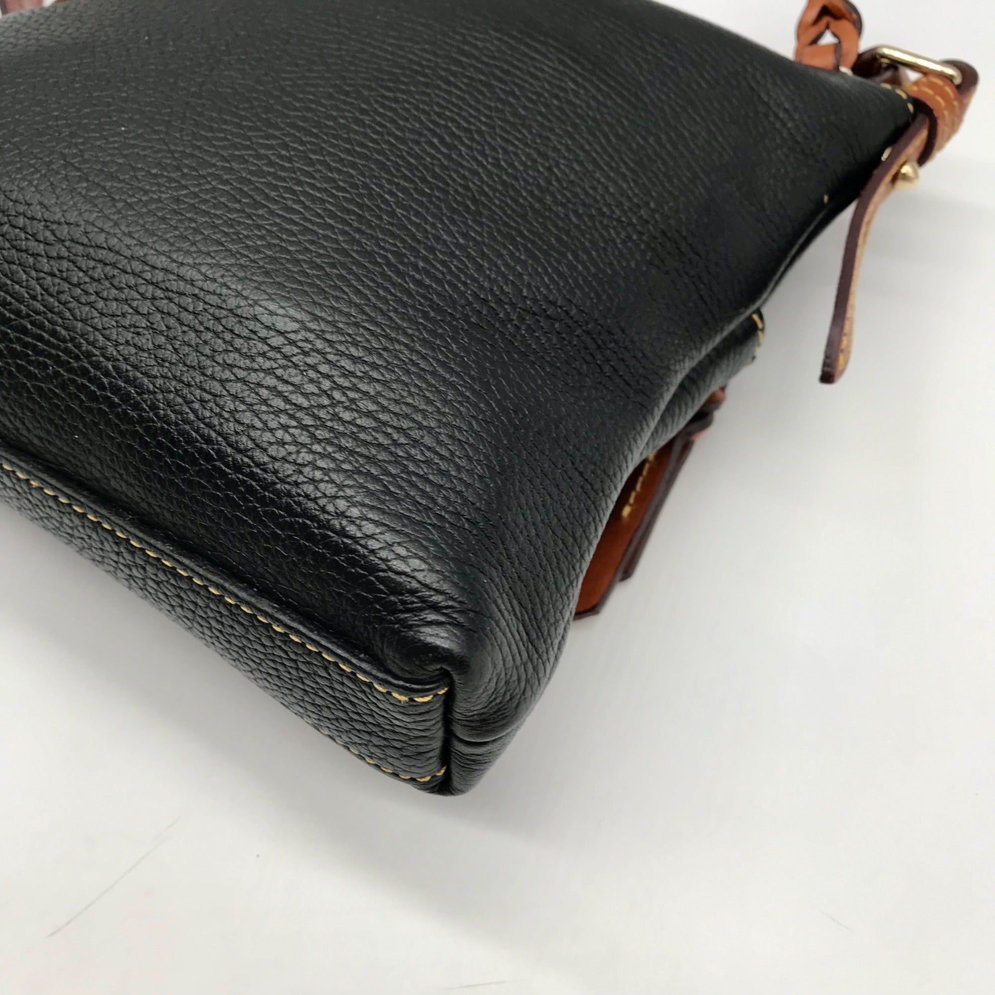 Dooney &amp; Bourke Black Pebbled Grain Leather Dillen Crossbody Bag