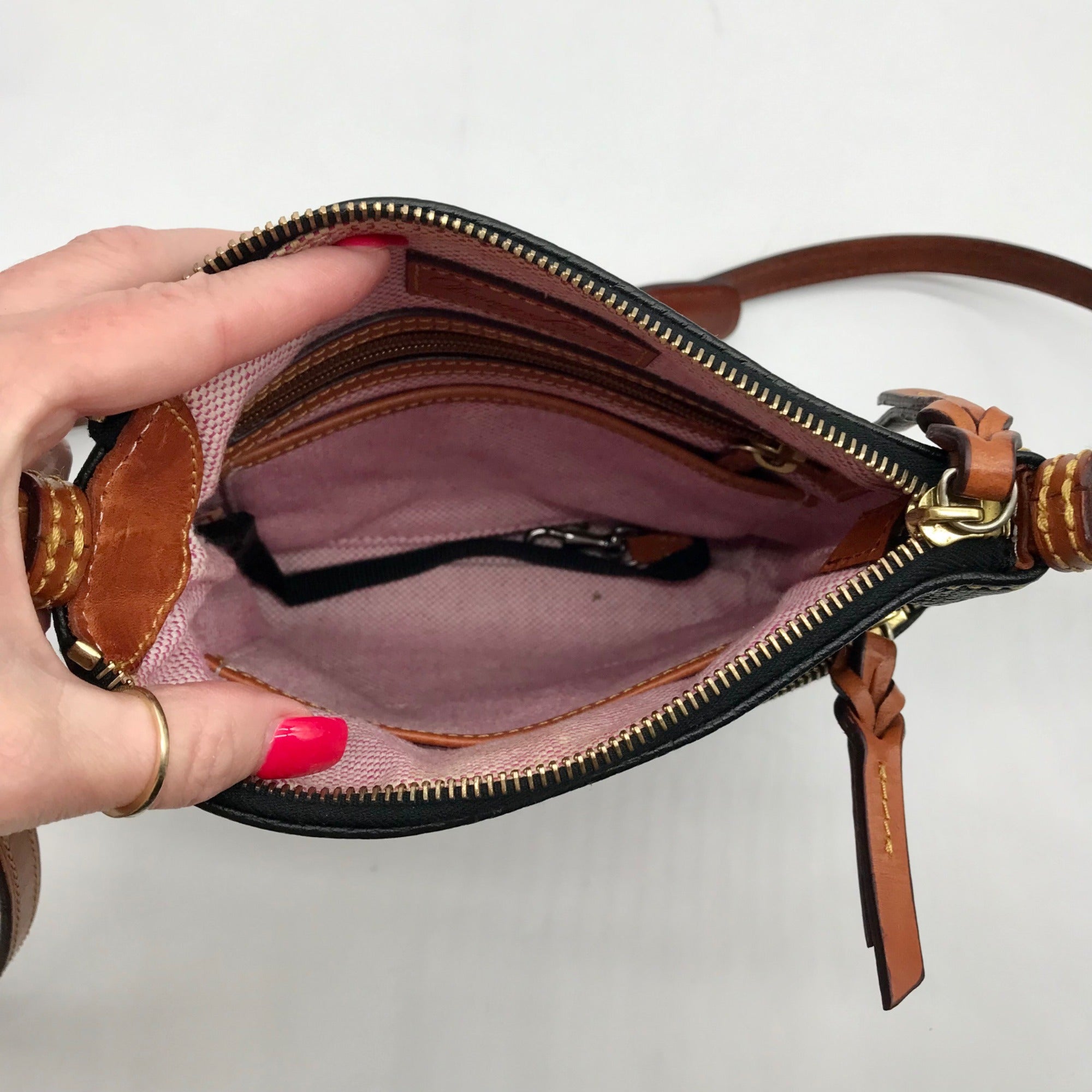 Dooney &amp; Bourke Black Pebbled Grain Leather Dillen Crossbody Bag