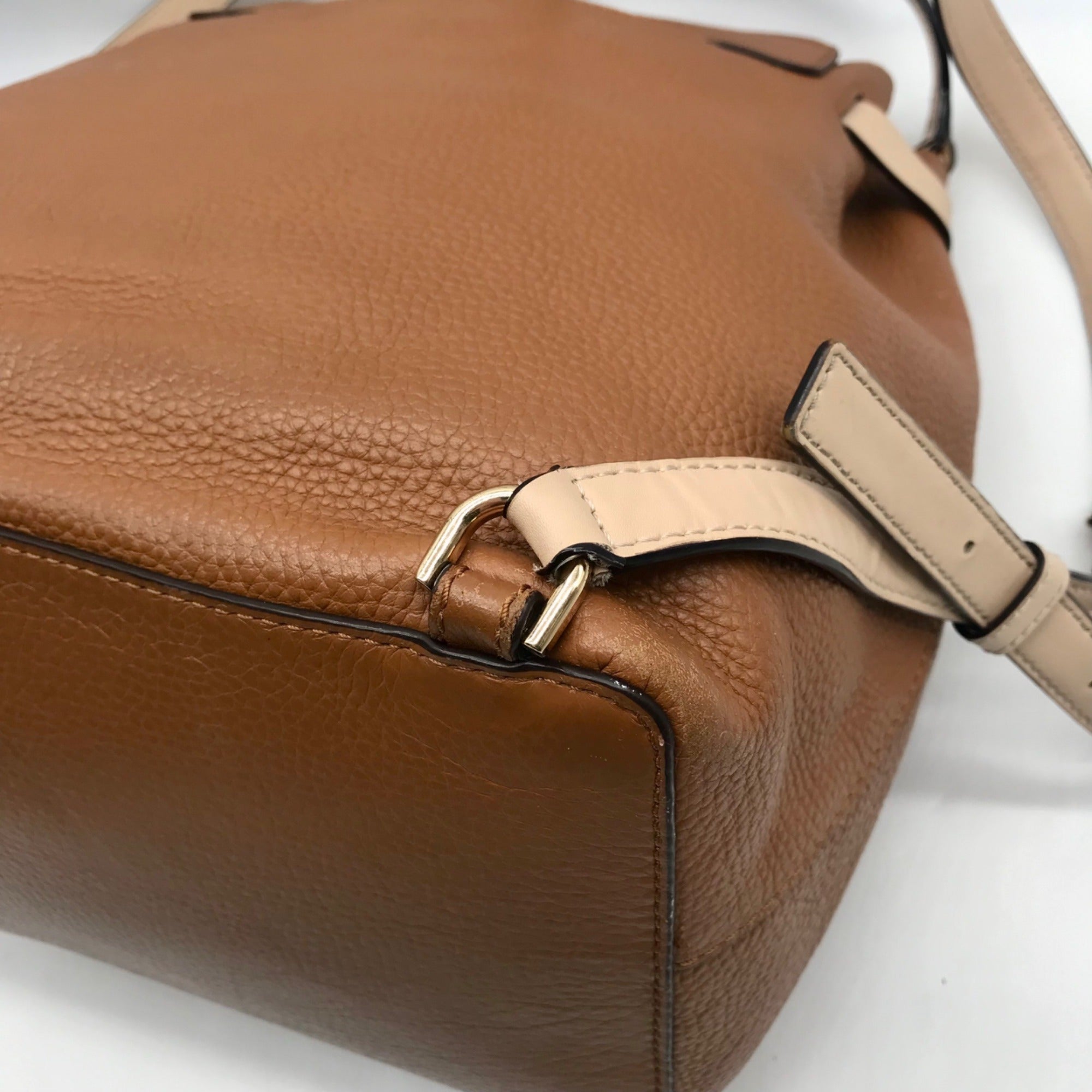 Michael Kors Brown Pebbled Leather Bedford Convertible Backpack