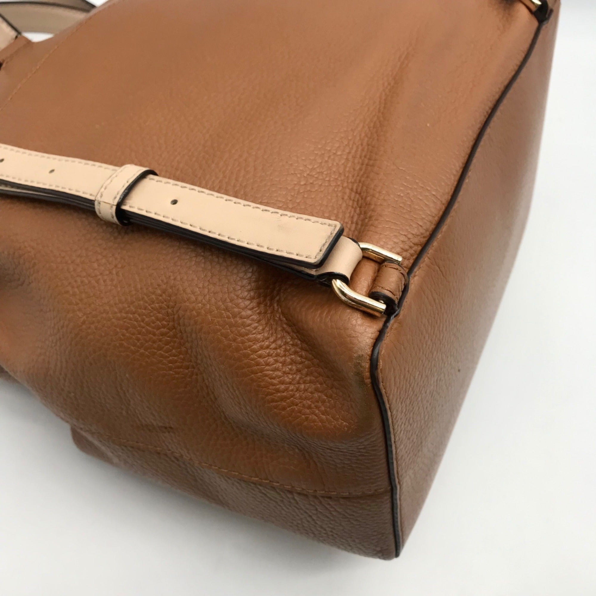 Michael Kors Brown Pebbled Leather Bedford Convertible Backpack