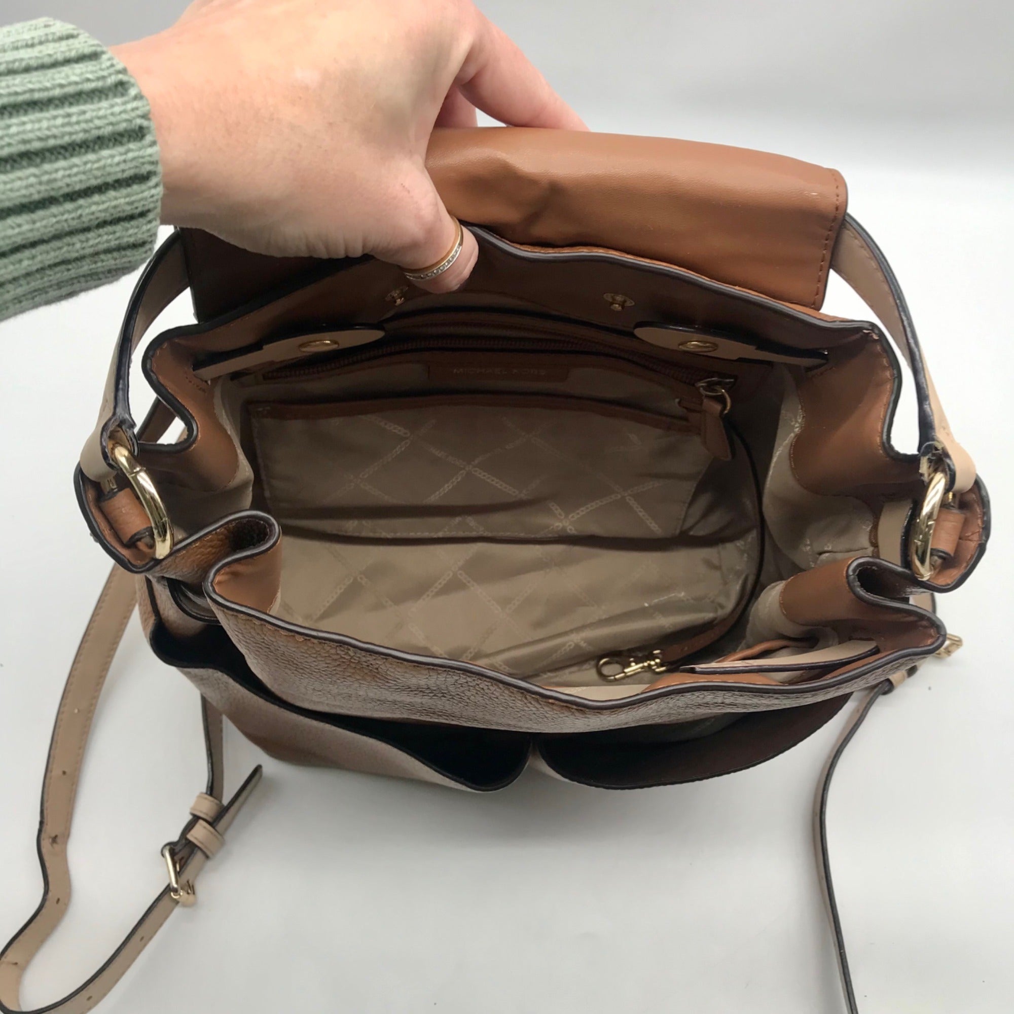 Michael Kors Brown Pebbled Leather Bedford Convertible Backpack