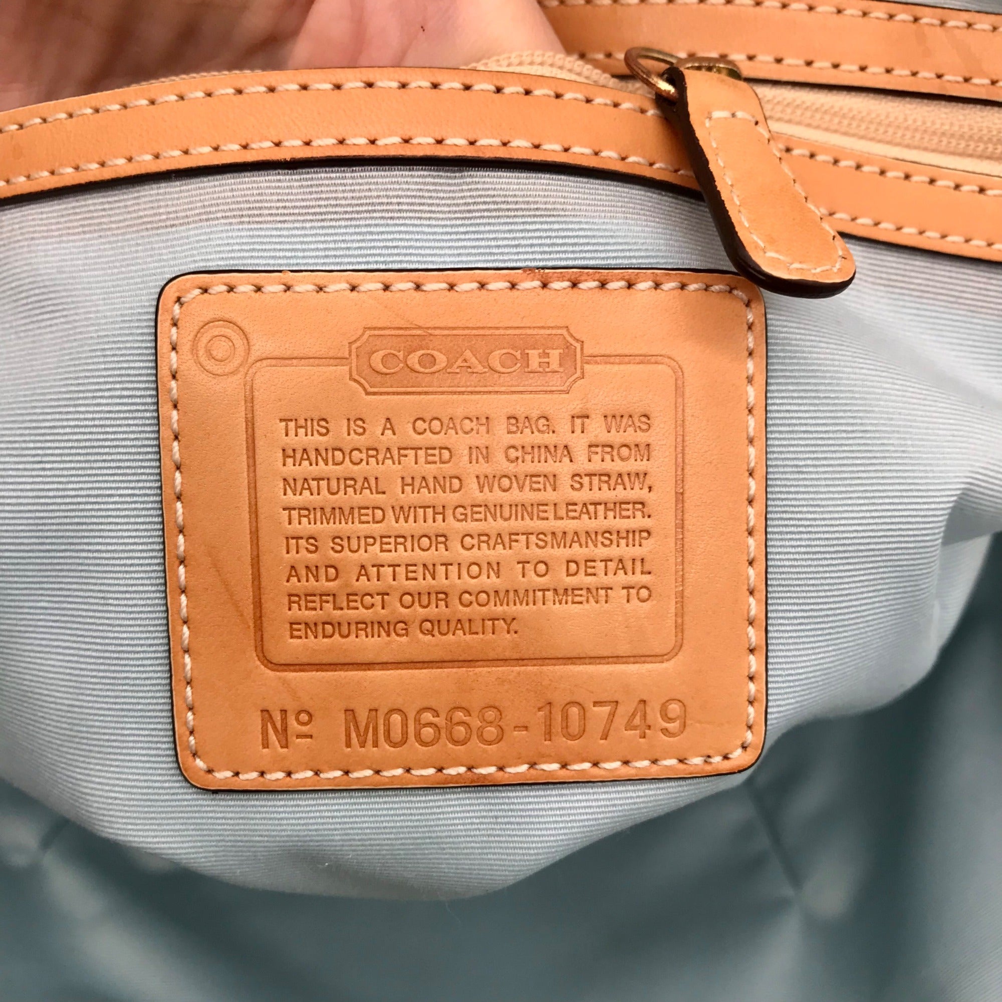 Coach Tan Straw Legacy Large Lily Tote Bag 10749