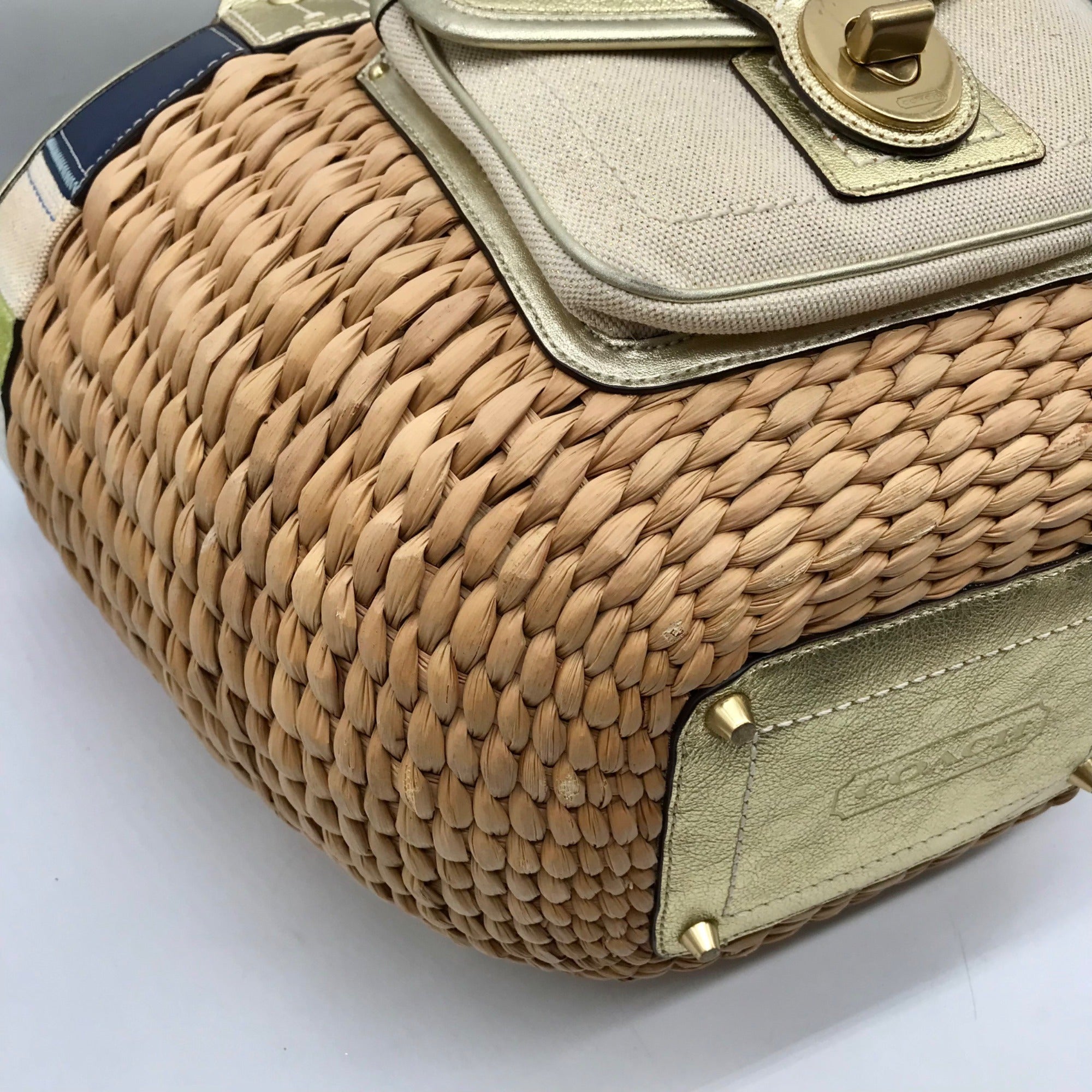 Coach Tan Straw Legacy Large Lily Tote Bag 10749