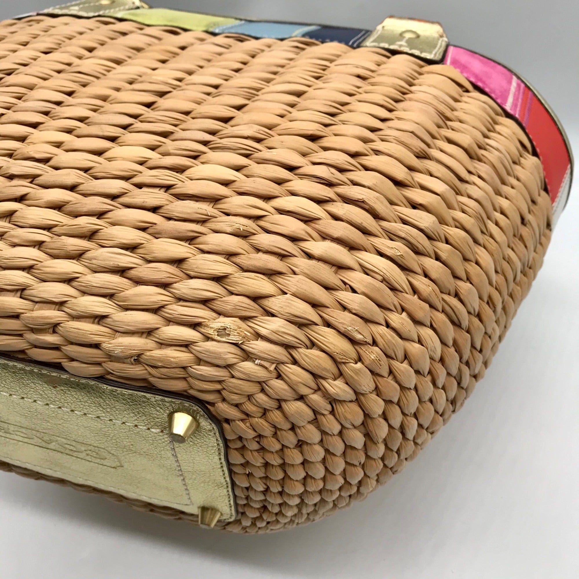 Coach Tan Straw Legacy Large Lily Tote Bag 10749