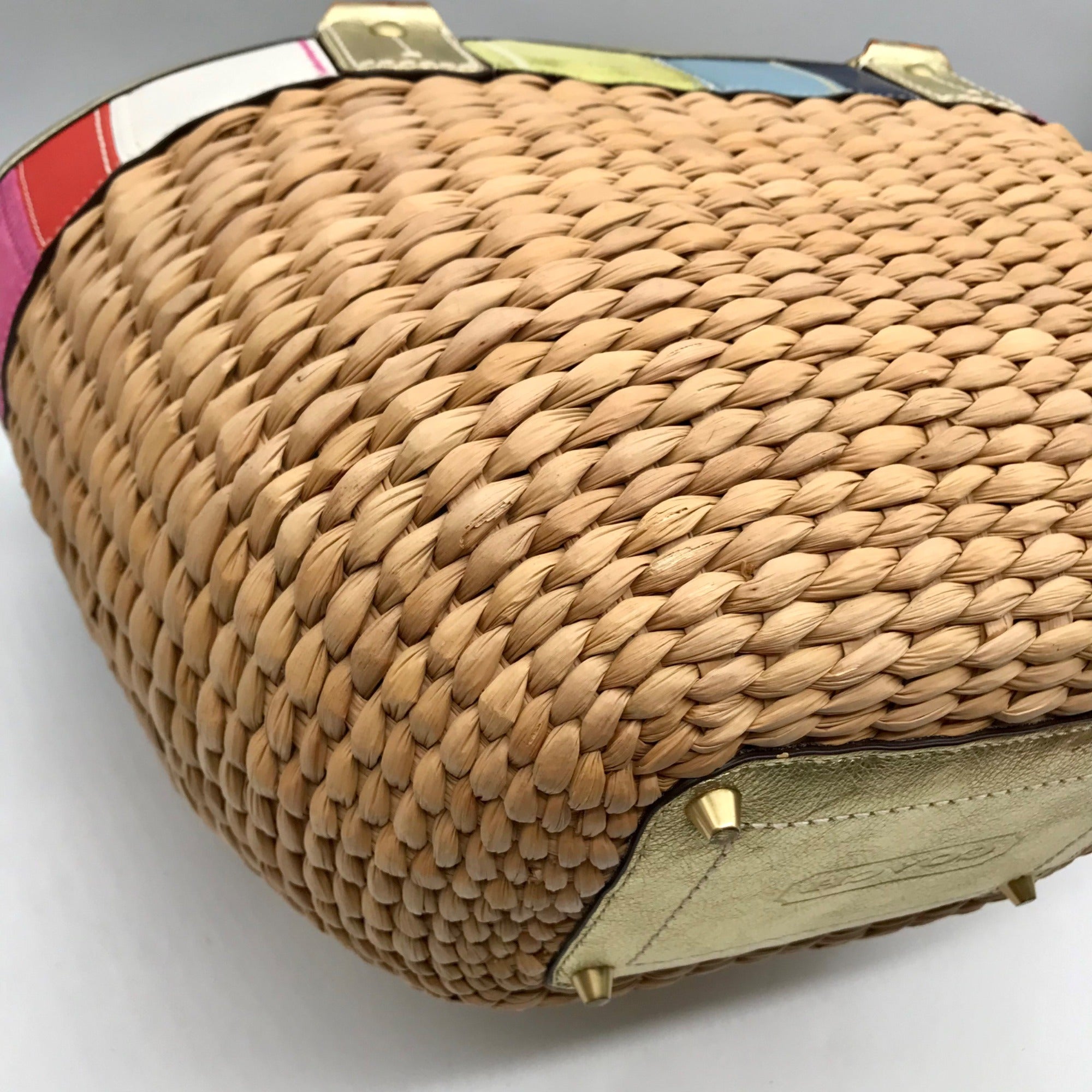 Coach Tan Straw Legacy Large Lily Tote Bag 10749