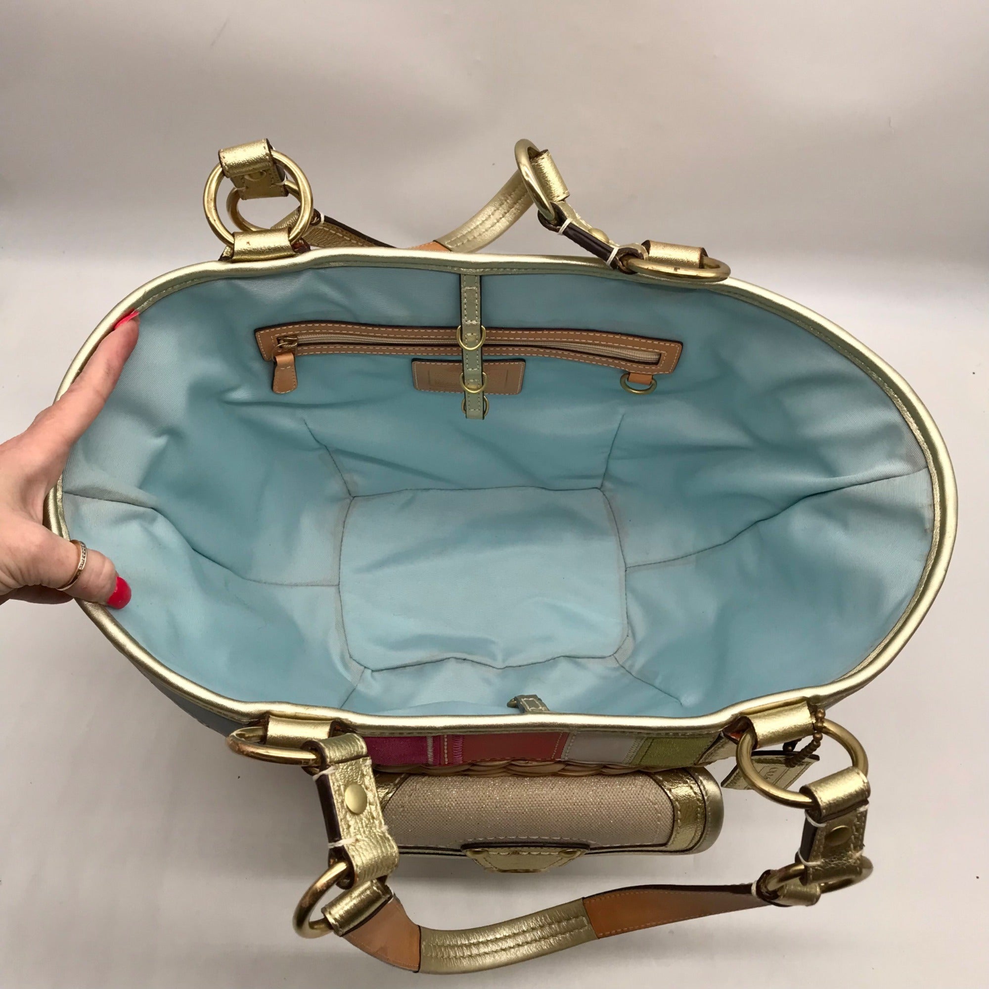 Coach Tan Straw Legacy Large Lily Tote Bag 10749