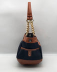Miche Navy Blue & Brown Canvas Magda Prima Tote Bag
