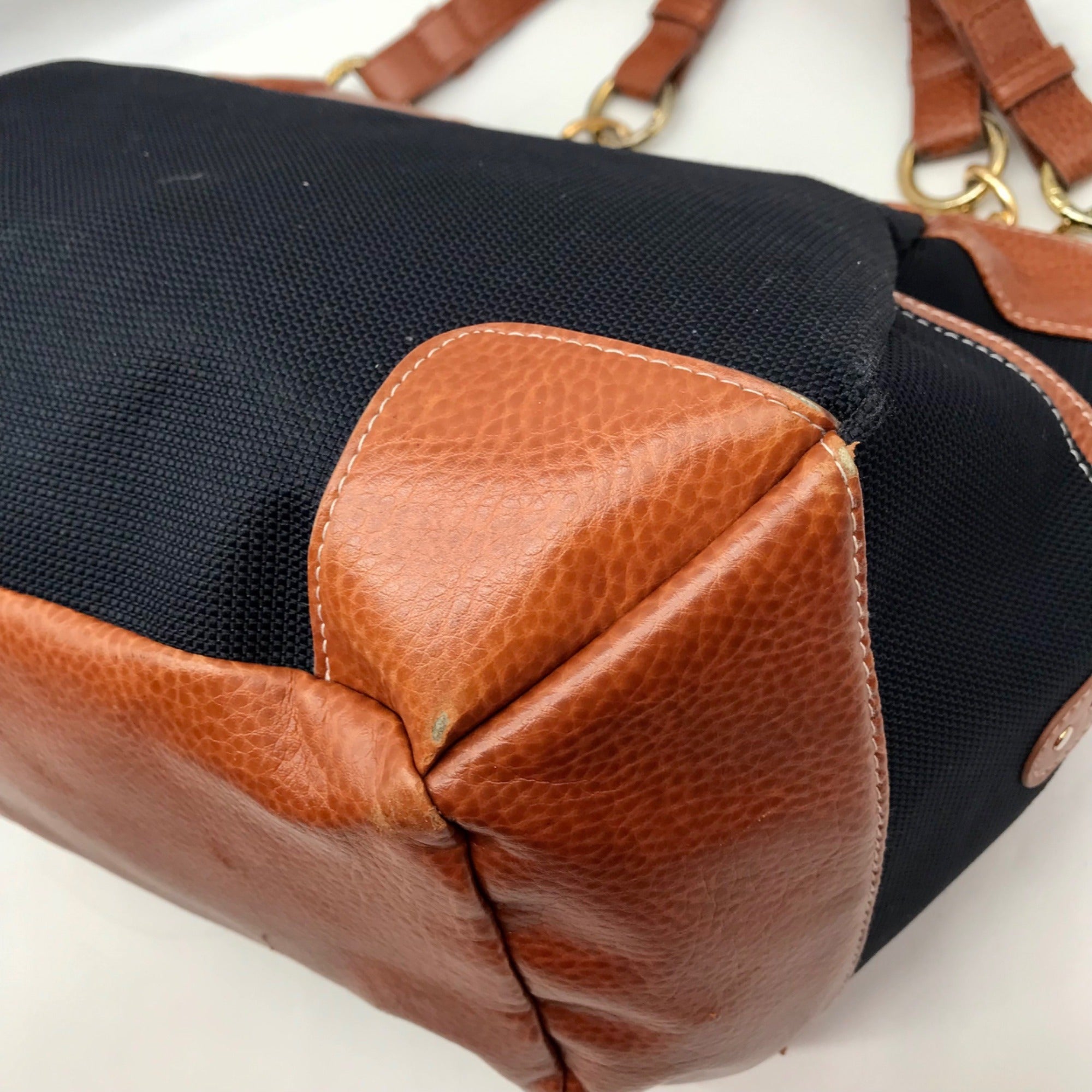 Miche Navy Blue &amp; Brown Canvas Magda Prima Tote Bag