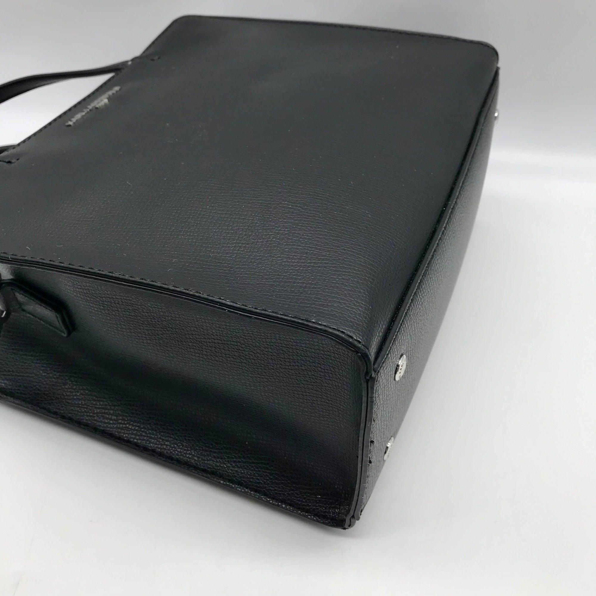 Karl Lagerfield Black Leather Paris Maybelle Convertible Satchel Bag