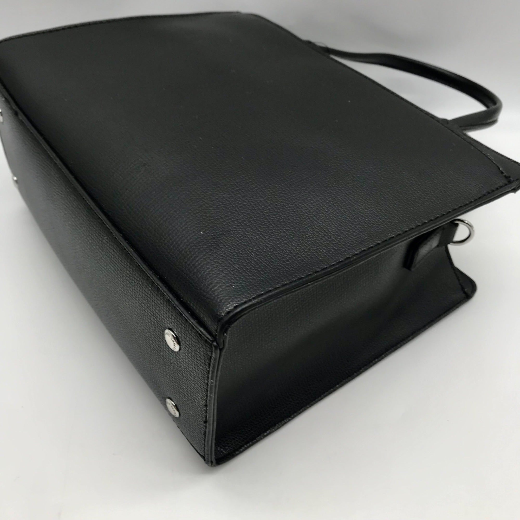 Karl Lagerfield Black Leather Paris Maybelle Convertible Satchel Bag