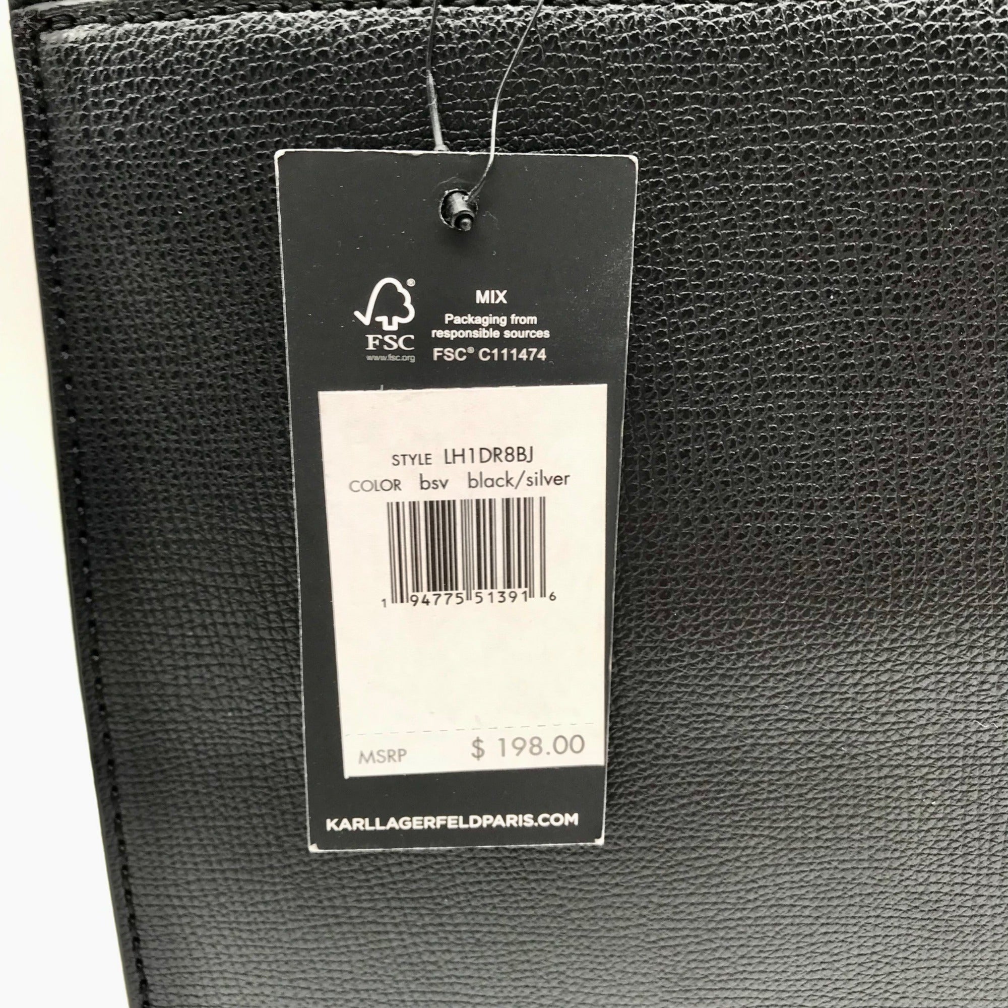 Karl Lagerfield Black Leather Paris Maybelle Convertible Satchel Bag