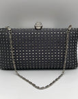 Grey Satin & Rhinestone Evening Clutch