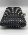 Grey Satin & Rhinestone Evening Clutch