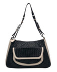 Vera Wang Black & Off-White Woven Shoulder Bag
