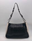 Vera Wang Black & Off-White Woven Shoulder Bag