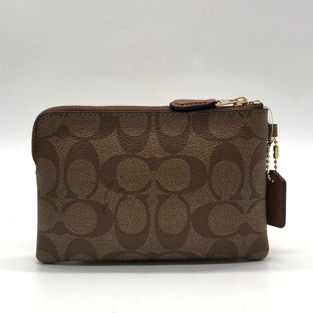 Coach Brown Signature Coated Canvas Wristlet