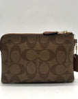 Coach Brown Signature Coated Canvas Wristlet