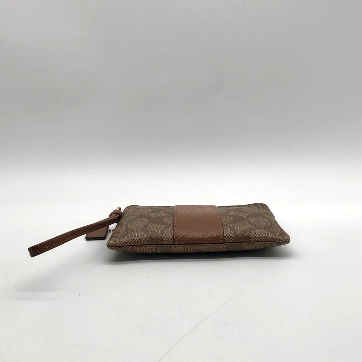 Coach Brown Signature Coated Canvas Wristlet