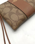 Coach Brown Signature Coated Canvas Wristlet