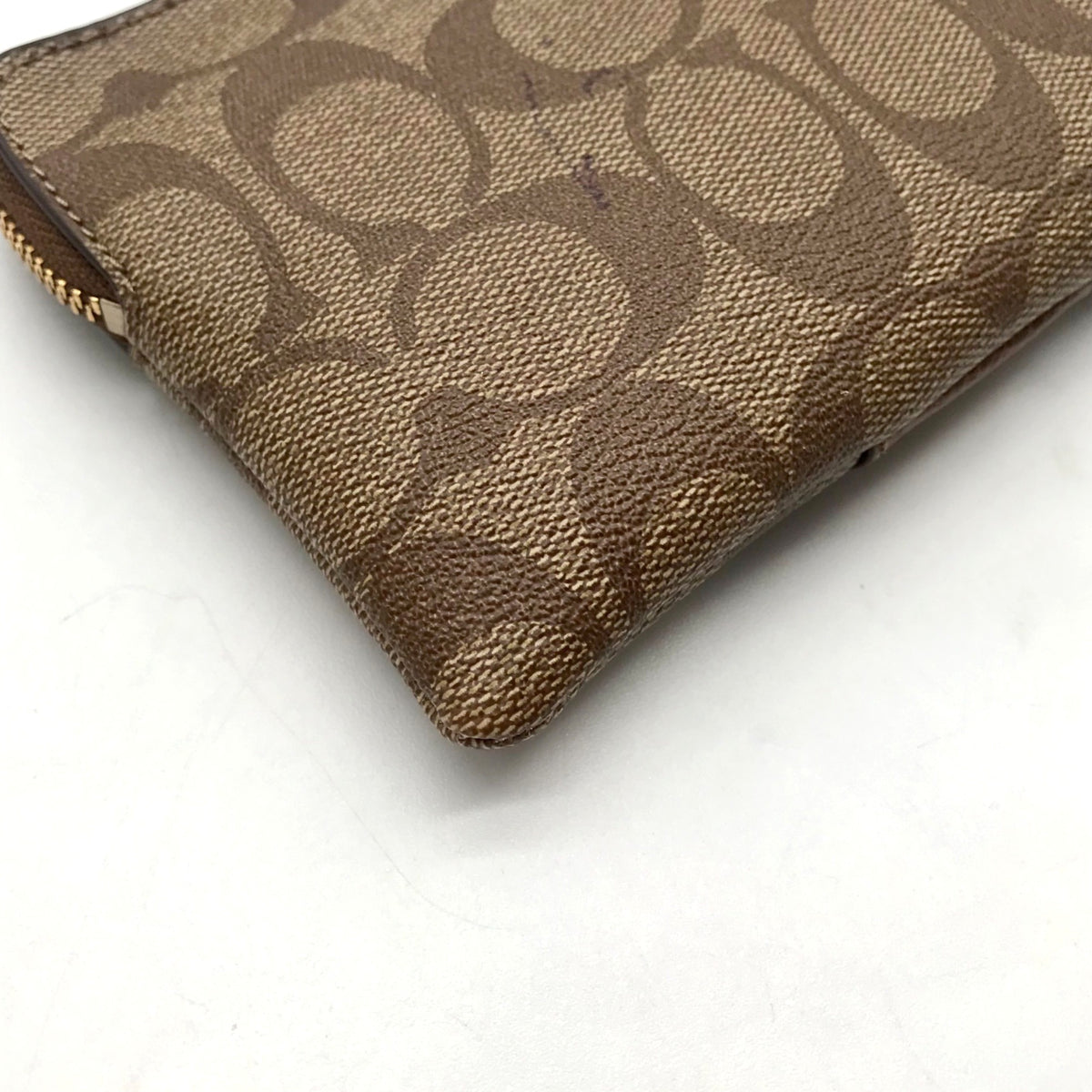 Coach Brown Signature Coated Canvas Wristlet